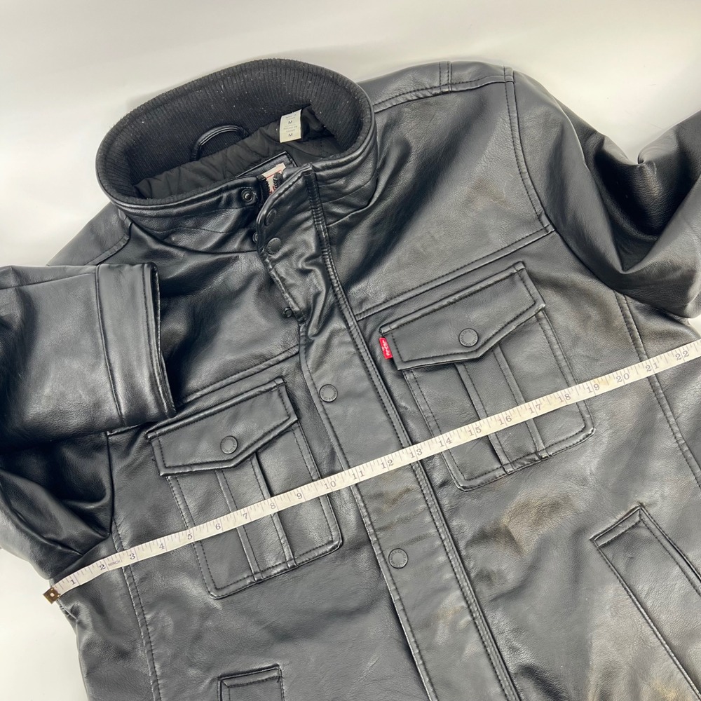 Levis Mens Faux Leather Field Jacket Black Quilted Lining Medium‎ RN 54163 - Picture 7 of 13